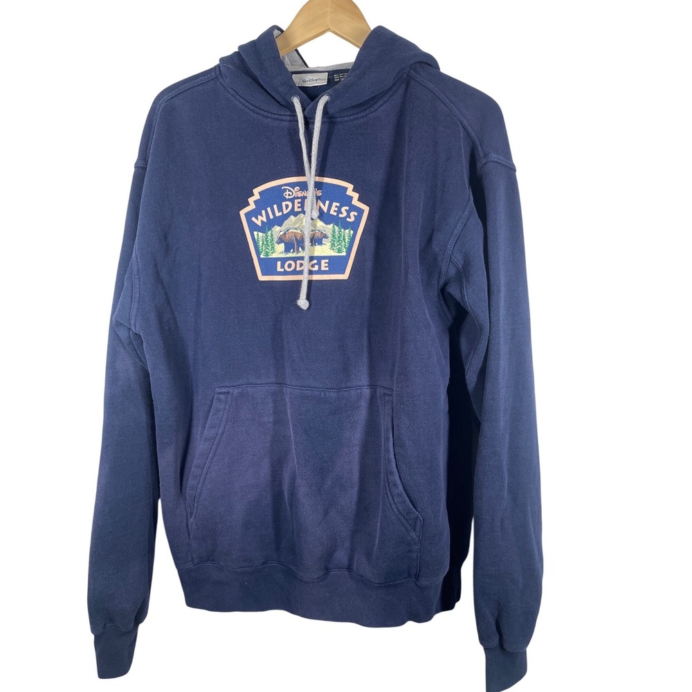 Disney Wilderness Lodge Hoodie Mens Medium Navy Blue Bear Resort Pullover